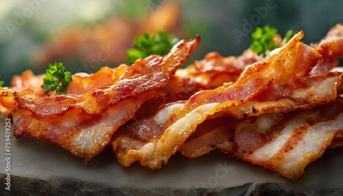 bacon strips, filling the frame with savory delight. Perfect for food enthusiasts and culinary concepts