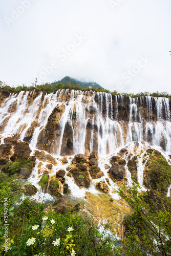 Waterfall at the Sparkling Sea in Jiuzhaigou  Sichuan  China