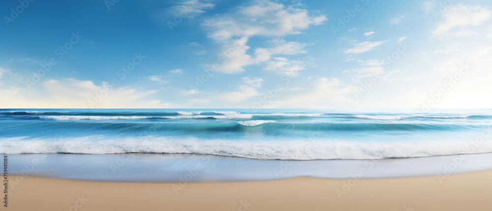 A beautiful ocean view with a few clouds in the sky