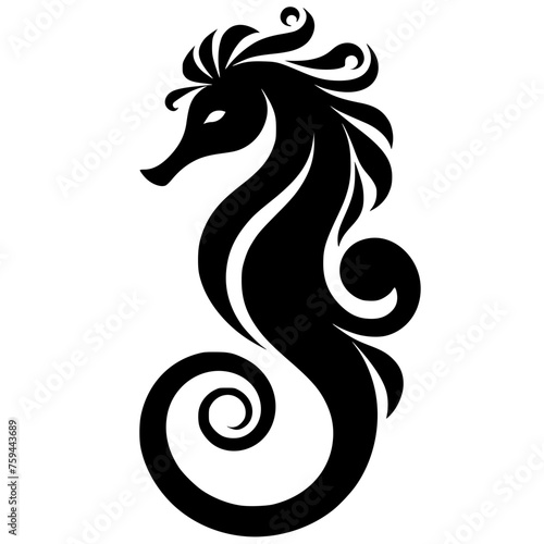 black and white sea horse