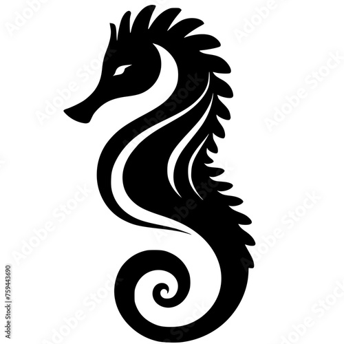 black and white sea horse