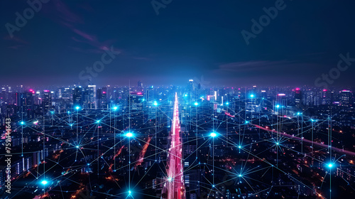 The modern creative communication and internet network connect in smart city. generative ai