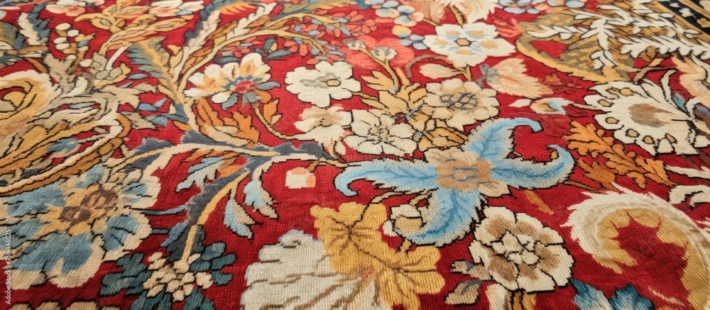 Antique Handmade Carpet Close-Up View Antique Handmade Carpet Close-Up View