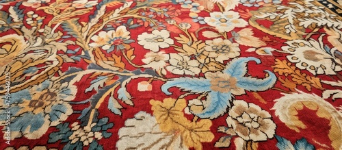 Antique Handmade Carpet Close-Up View