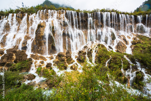 Waterfall at the Sparkling Sea in Jiuzhaigou  Sichuan  China