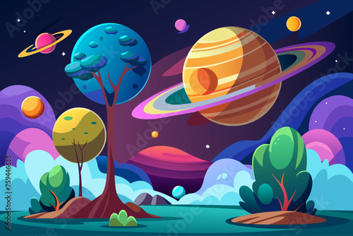 planets background is tree