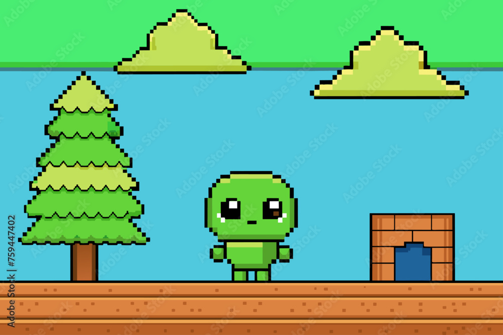 Naklejka premium pixel cute background is tree