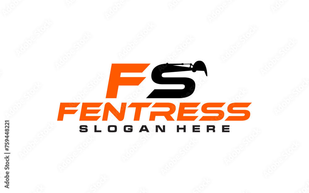 FS initial with excavator logo design FS initial with excavator logo design