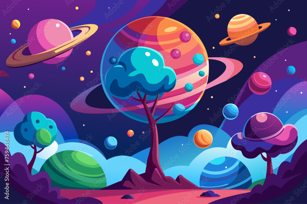 Naklejka premium planets background is tree