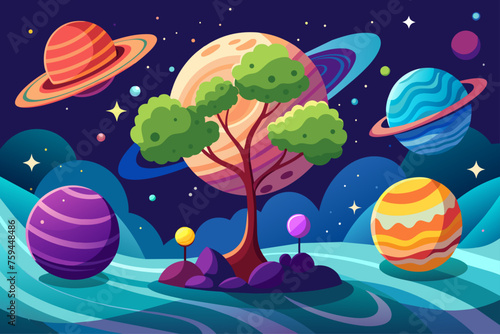 planets background is tree