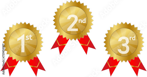 1st 2nd 3rd medal first place second third award winner badge guarantee winning prize ribbon symbol sign icon logo template Vector clip art illustration