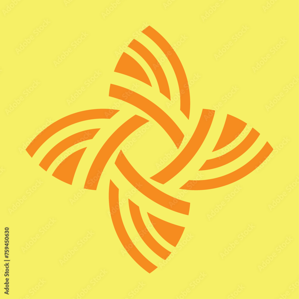 Obraz premium ceramic or tile vector designs that are abstract but also like flower petals. Dark yellow on a light yellow background.
