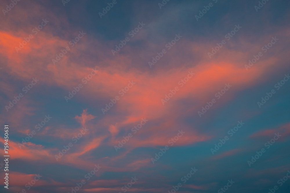 Colorful beautiful clouds on sunset sky.