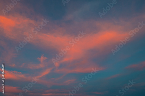 Colorful beautiful clouds on sunset sky.