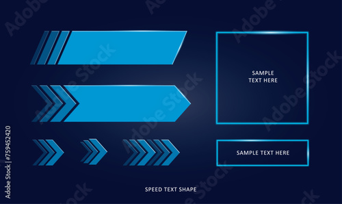 Blue tech speed shapes blurbs and arrows photo