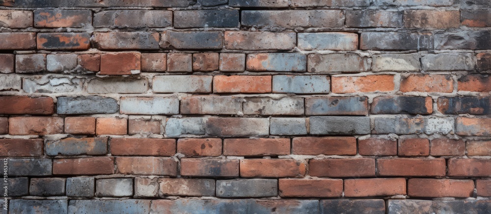 Aged bicolored brick wall backdrop texture