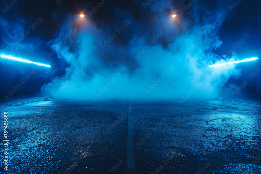 Stage with fog and smoke 