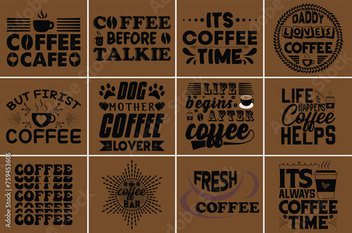  Coffee T-Shirt design bundle,Coffee typography t shirt design bundle vector file