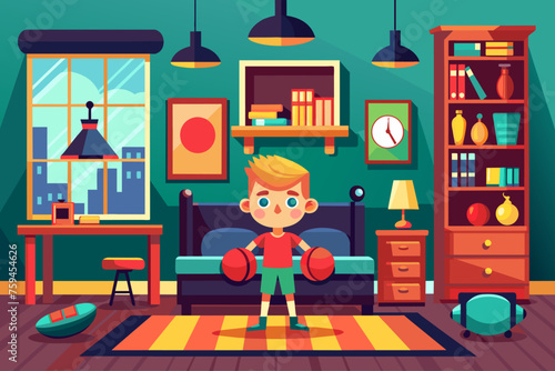 Boxing-themed posters and memorabilia adorn the walls of a room designed to inspire a young boy's love for the sport.