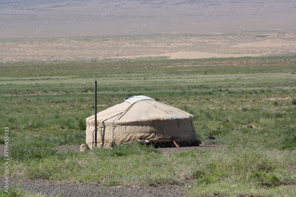 The nomadic family lives in the tranquility of a solitary Gobi desert, Umnugovi province, Mongolia. The surrounding desert is so vast and lonely all year round. It is so hot in summer, too. 