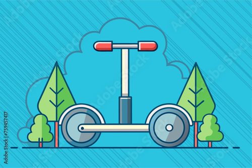 Serene scene depicts a lone Segway rider gliding through a verdant forest path.