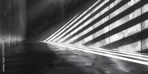 3d rendering abstrac futuristic dark corridor with neon lights. glowing light. futuristic architecture background AI Generative  © Ubaid