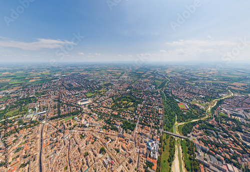 Parma, Italy. Historical Center. Panorama of the city on a summer day. Sunny weather. Aerial view