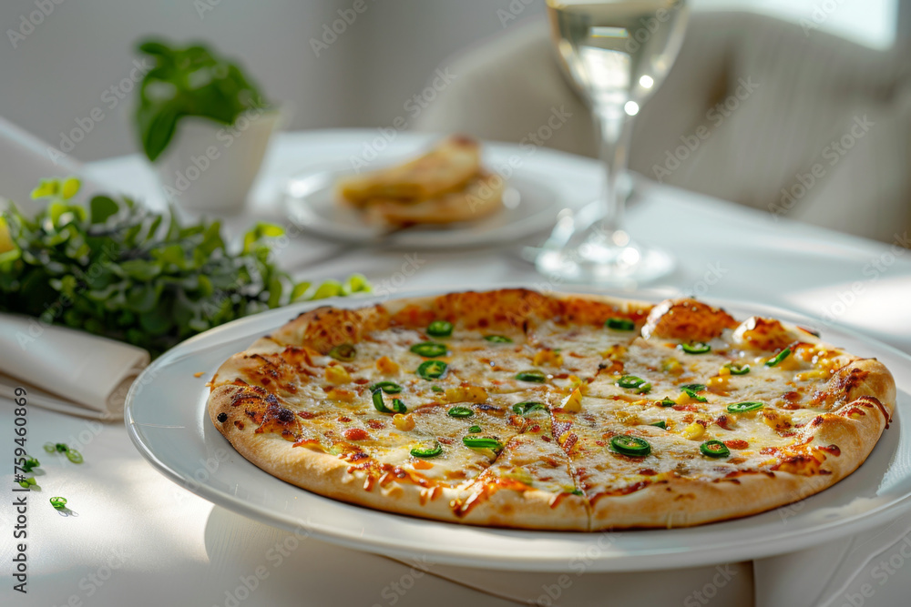 Delicious Jalapeno Popper Pizza on White Plate Gen AI Delicious Jalapeno Popper Pizza on White Plate Gen AI