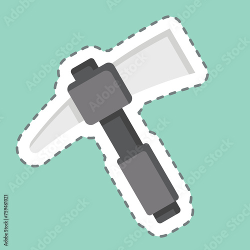 Sticker line cut Pick axe. related to Construction symbol. simple design editable. simple illustration