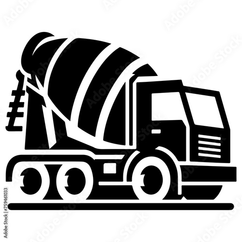 concrete mixer truck as a icon logo flat design isolated on transparent background