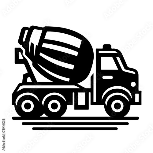 concrete mixer truck as a icon logo flat design isolated on transparent background