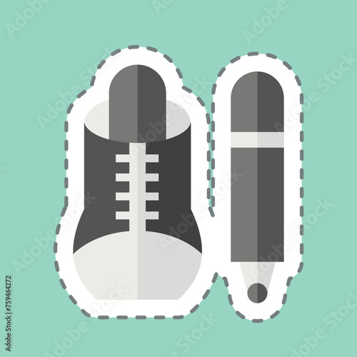 Sticker line cut Marker. related to Shoemaker symbol. simple design editable. simple illustration