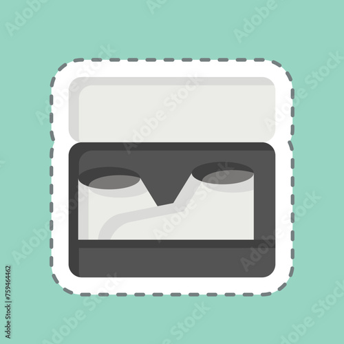 Sticker line cut Shoebox. related to Shoemaker symbol. simple design editable. simple illustration