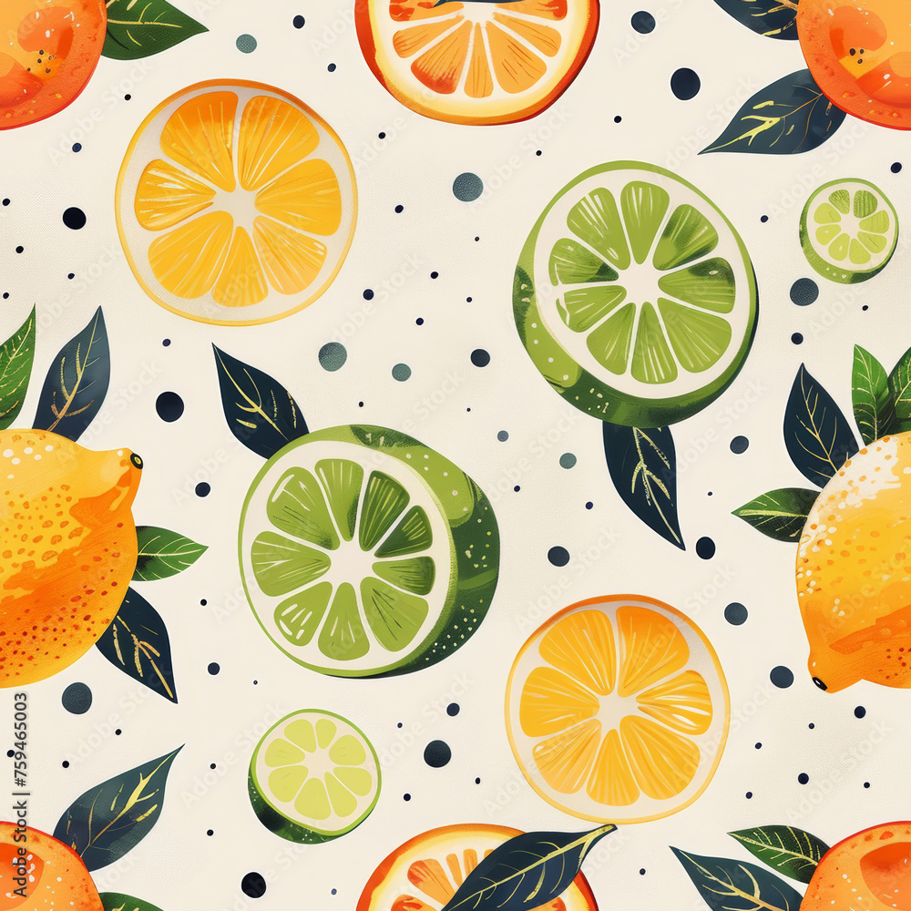 seamless pattern of lemons, limes, and oranges bouncing and bouncing merrily against a light background seamless pattern of lemons, limes, and oranges bouncing and bouncing merrily against a light background