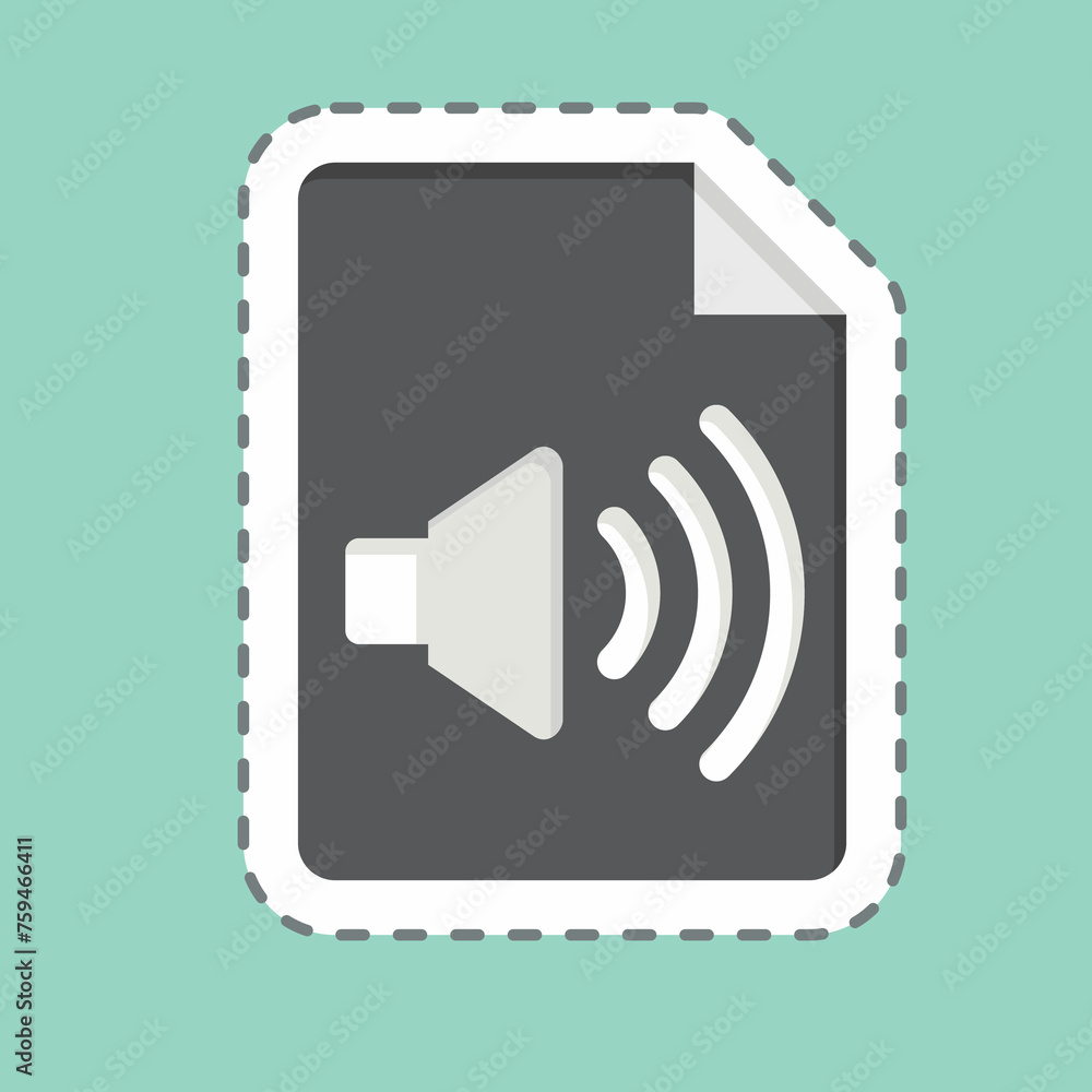 Sticker line cut Audio File. related to Podcast symbol. simple design editable. simple illustration Sticker line cut Audio File. related to Podcast symbol. simple design editable. simple illustration