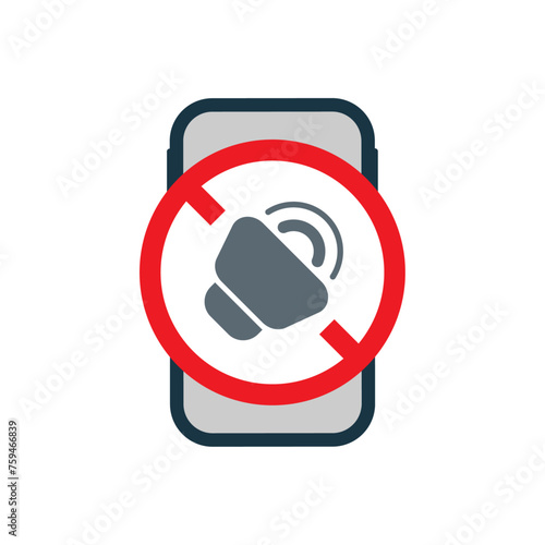 silence phone, mute smartphone sound concept illustration flat design vector icon