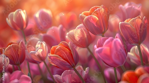 Experience the captivating elegance of tulips with close-up shots capturing intricate blooms #759467444