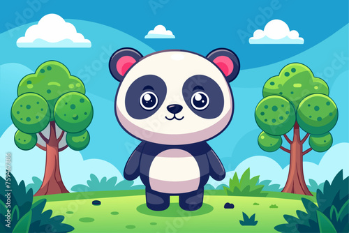 kawaii panda background is tree