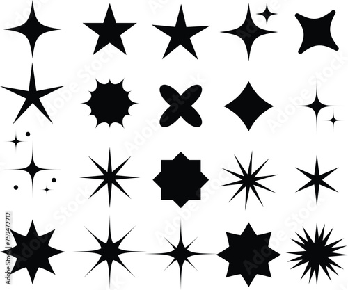 Star icons.Sparkle star icons. Shine icons. Twinkling stars. Sparkles  shining burst. Christmas vector symbols isolated