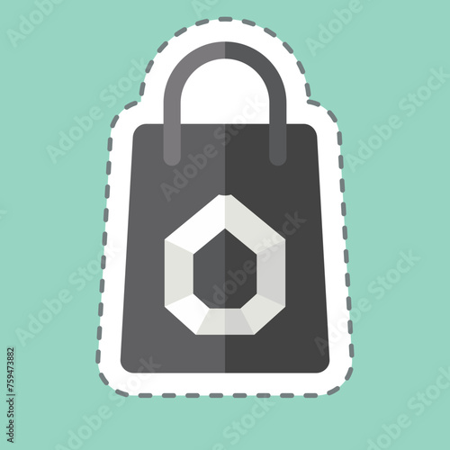 Sticker line cut Shopping Bag. related to Jewelry symbol. simple design editable. simple illustration