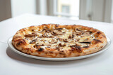 Gourmet Mushroom and Truffle Oil Pizza Presentation Gen AI