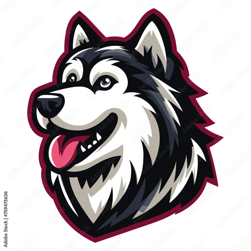 Naklejka premium Alaskan Malamute mascot vector illustration on white background