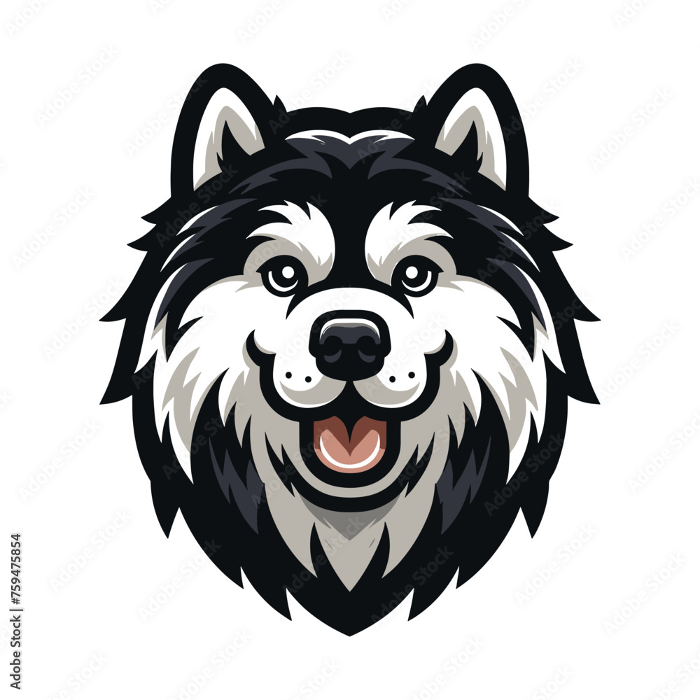 Naklejka premium Alaskan Malamute mascot vector illustration on white background