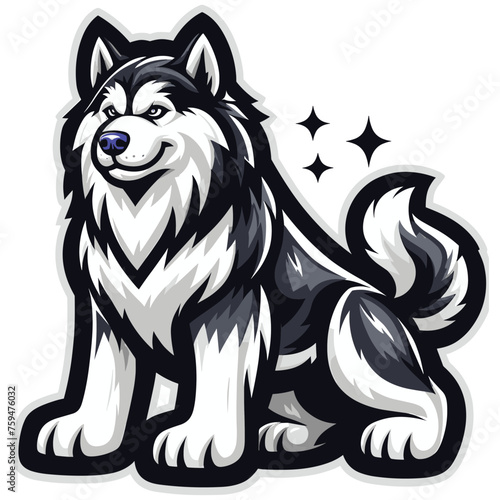 Alaskan Malamute mascot vector illustration on white background