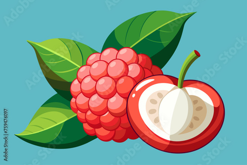 Lychee fruit background is showing a close-up view of ripe lychees with their rough, red skin and protruding seeds.