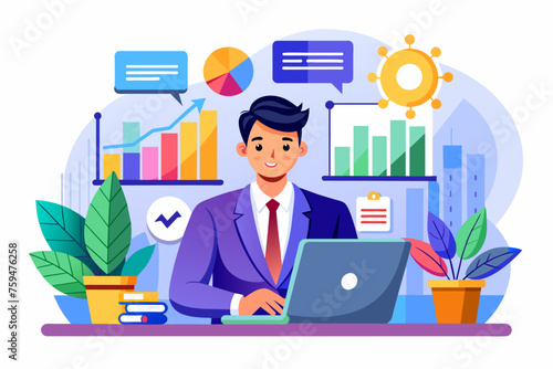 manager auditing business data concept flat illust