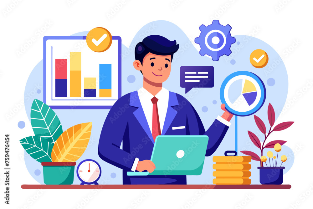 manager auditing business data concept flat illust manager auditing business data concept flat illust