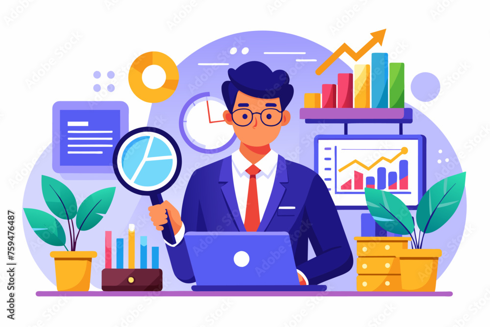 manager auditing business data concept flat illust manager auditing business data concept flat illust