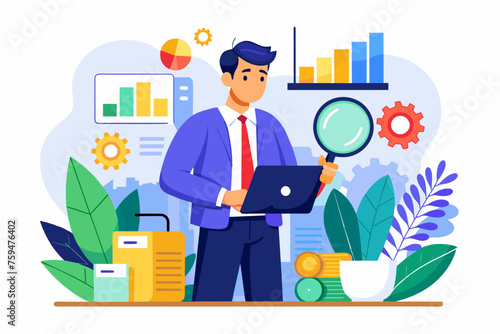 manager auditing business data concept flat illust