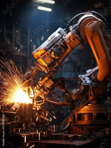 Robotic arm welding metal